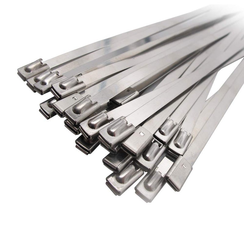 Superun Metal Zip Ties 5.9 Inch Stainless Steel Cable Ties 225 LBS Strength Tie Wrap Heavy Duty Exhaust Wrap Pack of 100 pcs - Image 2